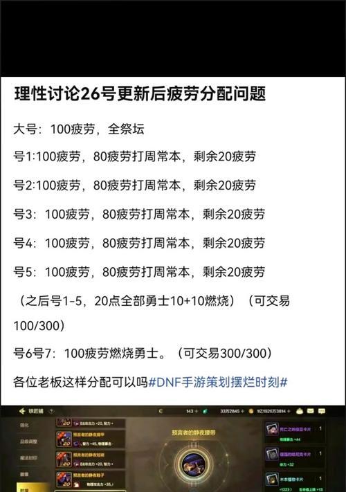 DNF每日疲劳值如何合理安排？最佳分配方案是什么？
